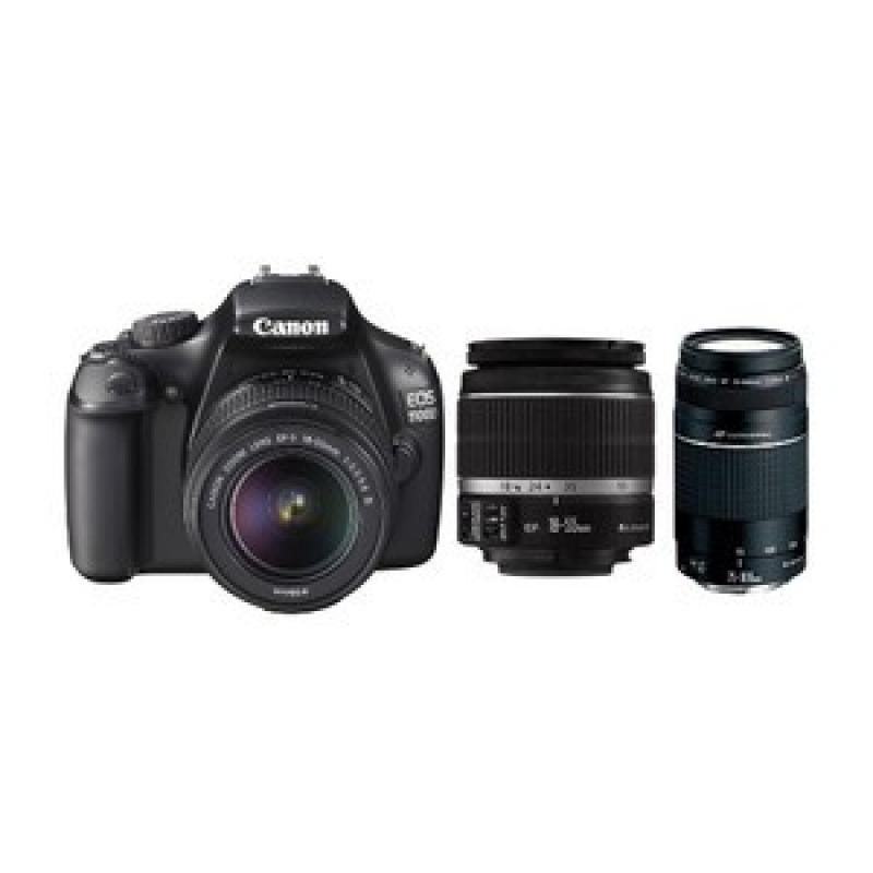 Canon EOS Rebel T3 / 1100D 12.2 MP Digital SLR Camera - Black (Kit w/ EF-S III 18-55mm and EF III 75-300mm Lenses)